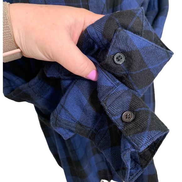 Rails Hunter Plaid Long Sleeve Button Down Top Twilight Black Blue Large - Picture 4 of 9